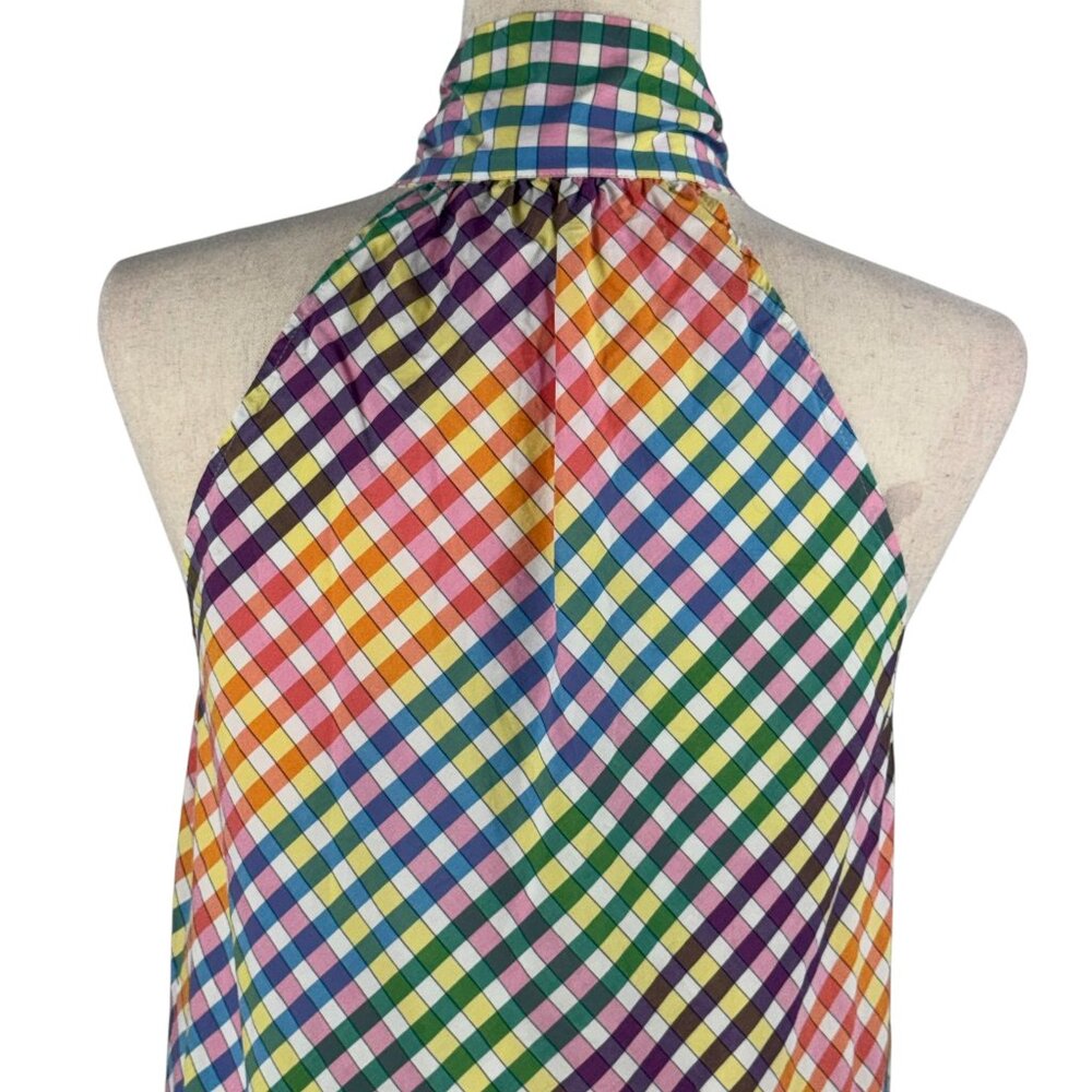 J. Crew Multi-color Plaid Halter Sleeveless Tie Mini Dress Size 2 - Picture 7 of 12
